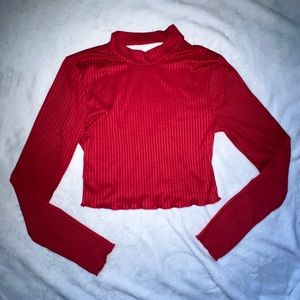 BCBGeneration long sleeve high neck crop top - red
